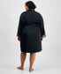 ფოტო #3 პროდუქტის Plus Size Lace-Trim Stretch Satin Wrap Robe, Created for Macy's