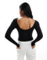 Cotton On staple rib open back bodysuit in black