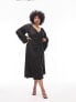 Фото #1 товара Topshop Curve gathered sleeve ruched midi dress in black
