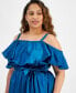 ფოტო #4 პროდუქტის Plus Size Ruffled Square-Neck Cold-Shoulder Midi Dress