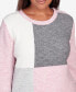 Petite Swiss Chalet Colorblock Texture Crew Neck Sweater
