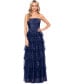 Фото #1 товара Women's Off-The-Shoulder Tiered Mesh Ballgown