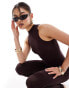 Фото #2 товара Simmi high neck sleeveless jersey jumpsuit in chocolate