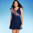 Lands' End Women's UPF 50 Tummy Control Floral Print Surplice Swim Dress -