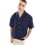 Фото #1 товара GANT short sleeve garment dyed linen revere collar shirt relaxed fit in navy