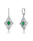 Sterling Silver Oval and Round Cubic Zirconia Adorn Leverback Earrings