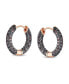 Formal Party Brown Pave CZ Inside Out Small Tube Huggie Hoop Earrings For Women Cubic Zirconia.75 Inch Diameter