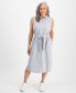 Фото #1 товара Petite Linen Sleeveless Shirt Dress, Created for Macy's