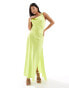 Фото #2 товара Vero Moda Petite satin tie shoulder maxi slip dress with seam detail in lime