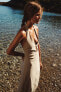 Фото #3 товара Платье миди из эластичной ткани с горловиной халтер ZARA