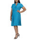 Фото #3 товара Plus Size Short Sleeve Rouched Wrap Dress