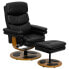 Фото #5 товара Contemporary Black Leather Recliner And Ottoman With Wood Base
