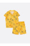Polo Yaka Kısa Kollu Winnie The Pooh Baskılı Pamuklu Kız Bebek Pijama Takım