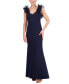 Women's Ruffle-Shoulder Mixed-Media Gown