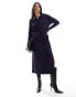 & Other Stories merino wool knitted belted midi dress in dark blue Синий, XS - EU 32-34 - фото #1