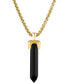 ფოტო #1 პროდუქტის Men's Icon Black Onyx Pendant Necklace in 14k Gold-Plated Sterling Silver, 24" + 2" extender