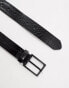 ASOS DESIGN smart faux leather belt with black buckle in black faux croc