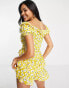 Фото #2 товара Parisian off shoulder frill playsuit in yellow floral print