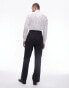 Topman premium straight high waisted relaxed wool rich tux suit trousers in black Черный, W32 Long - фото #10