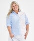 Фото #1 товара Plus Size Striped Perfect Shirt, Created for Macy's