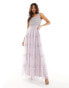 Фото #1 товара Beaaut Bridesmaid embellished maxi square neck dress with ruffle skirt in lilac