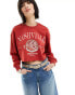 Фото #2 товара Urban Revivo nashville collegiate cropped sweat in red