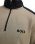 BOSS Green zip up sweatshirt in beige