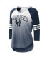 ფოტო #1 პროდუქტის Women's White, Navy New York Yankees Lead-Off Raglan 3/4-Sleeve V-Neck T-shirt
