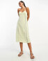 Lola May satin cami strap midi dress with cut out detail in sage