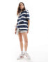 ASOS DESIGN oversized t-shirt in navy and white stripe