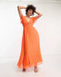 ASOS DESIGN Tall tie front angel sleeve dobby midi dress in hot coral