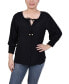 ფოტო #1 პროდუქტის Women's 3/4 Sleeve Button Front Blouse