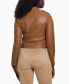 Фото #2 товара Women's Faux-Leather Moto Jacket with Snap Collar