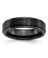 ფოტო #1 პროდუქტის Black Ceramic Ridged Edge Brushed Wedding Band Ring