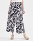 Women's Printed Linen Blend Cropped Wide-Leg Pants, Created for Macy's