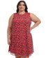 Фото #7 товара Plus Size Sleeveless Printed Chiffon Dress