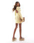 Фото #1 товара Miss Selfridge crochet knitted mini dress with low back in yellow