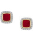ფოტო #4 პროდუქტის Diamond Black Enamel Square Halo Stud Earrings (1/6 ct. t.w.) in 10k Gold (Also in Red Enamel), Created for Macy's