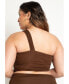 Plus Size One Shoulder Ruched Tankini Top - 14, Chocolate Fondant