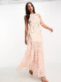 Miss Selfridge rose embroidered lace maxi dress in pink