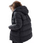 Threadbare – Mittellange Pufferjacke in Schwarz