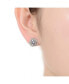 ფოტო #3 პროდუქტის Sterling Silver with Rhodium Plated Clear Round Cubic Zirconia Swirl Halo Stud Earrings