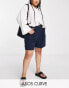 ASOS DESIGN Curve dad short with linen in navy