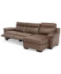 Фото #3 товара Julius II 3-Pc. Leather Chaise Sectional Sofa With 2 Power Recliners, Power Headrests And USB Power Outlet