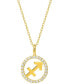 ფოტო #3 პროდუქტის Cubic Zirconia Zodiac Halo 18" Pendant Necklace in 18k Gold-Plated Sterling Silver, Created for Macy's