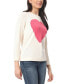 ფოტო #3 პროდუქტის Women's Heart Crewneck Long-Sleeve Sweater