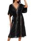 ფოტო #1 პროდუქტის Women's Black Tassel Cover-Up Beach Dress