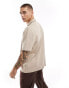 ASOS DESIGN rib revere polo in beige