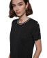 Фото #4 товара Women's Tipped Button-Trim Short-Sleeve Top