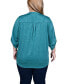 Фото #2 товара Plus Size 3/4 Sleeve Roll Tab Y Neck Top